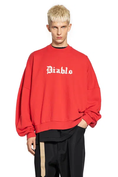 Willy Chavarria Diablo Hooligan Red Vintage-effect Sweatshirt In Red