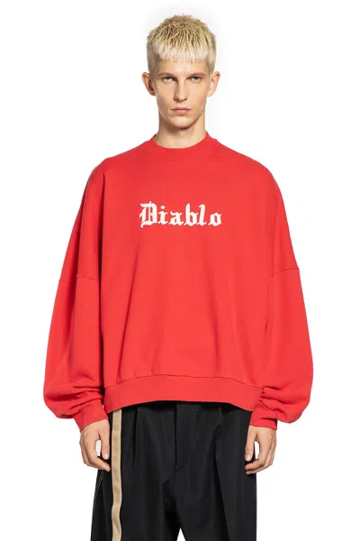 Willy Chavarria Diablo Hooligan Red Vintage-effect Sweatshirt In Red