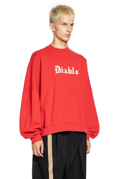 Willy Chavarria Diablo Hooligan Red Vintage-effect Sweatshirt In Red