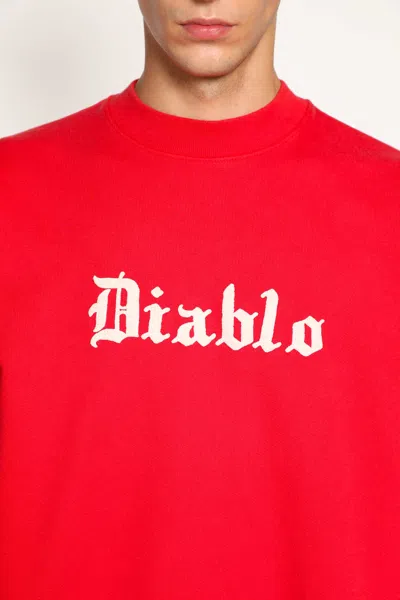 Willy Chavarria Diablo Hooligan Red Vintage-effect Sweatshirt In Red