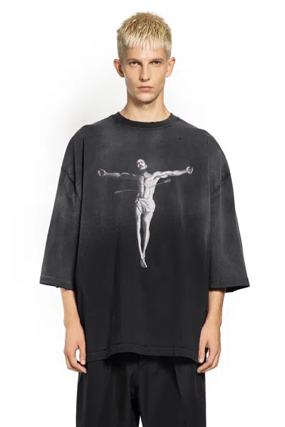 Willy Chavarria Slate Cotton Tarantula Buffalo Oversize T-shirt In Black