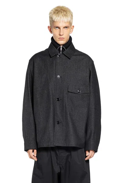 Lemaire One Pocket Overshirt In Blue