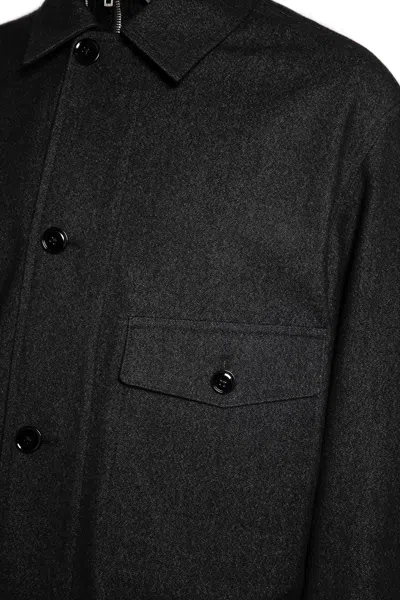 Lemaire One Pocket Overshirt In Blue