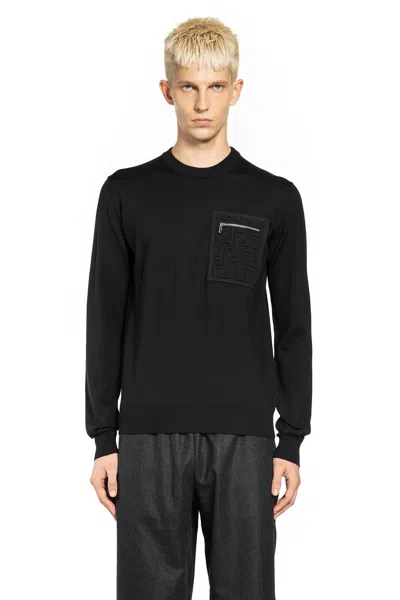 Fendi Breast Pocket Wool Pullover Clothing In Black