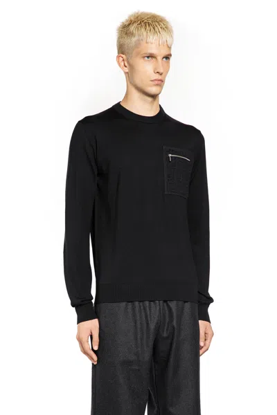 Fendi Breast Pocket Wool Pullover Clothing In Black