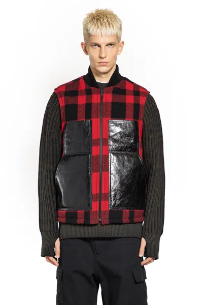 Junya Watanabe Mackinaw Wool And Leather Vest In Red