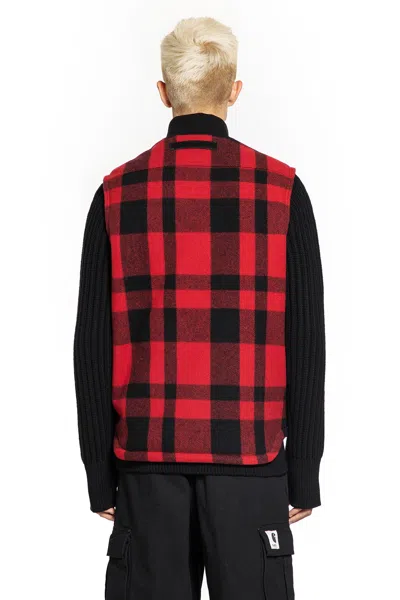 Junya Watanabe Mackinaw Wool And Leather Vest In Red