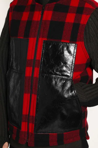 Junya Watanabe Mackinaw Wool And Leather Vest In Red