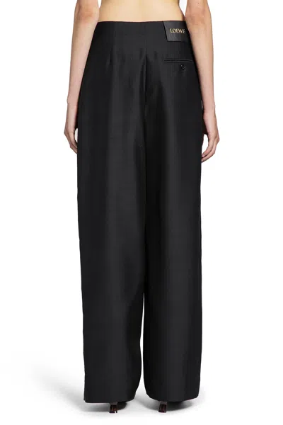 Loewe Belted Trousers In Wool And Silk In Black