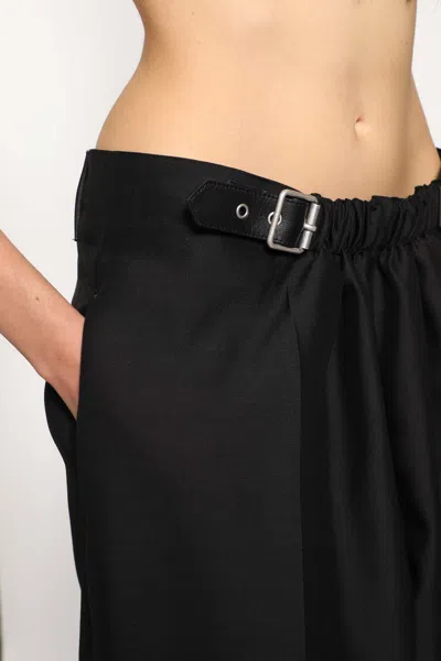 Loewe Belted Trousers In Wool And Silk In Black