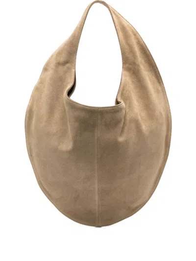 Maeden Market Tote Suede Leather Beige In Neutral