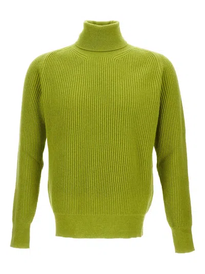 Customer Lovers Turtleneck Ribbed Sweater In Green