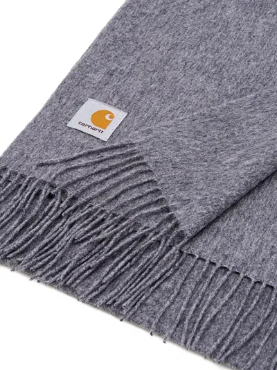 Carhartt Clan Fringed Logo Scarf In Gray