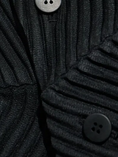 Issey Miyake Monthly Colors: September Plissé Buttoned Overshirt In Black