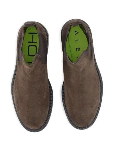 Alexander Hotto Tony Extra Telato 3672 Suede Chealsea Boots In Brown