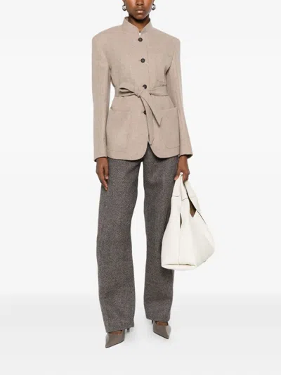 Max Mara Buttoned Patch-pocket Jacket In Neutral