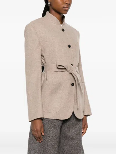 Max Mara Buttoned Patch-pocket Jacket In Neutral