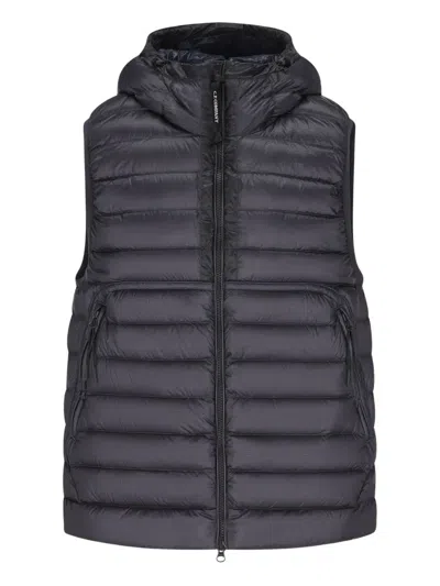 C.p. Company Hooded Zipped Vest In Blue