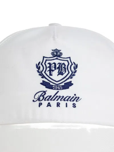 Balmain Logo-embroidered Baseball Cap In White