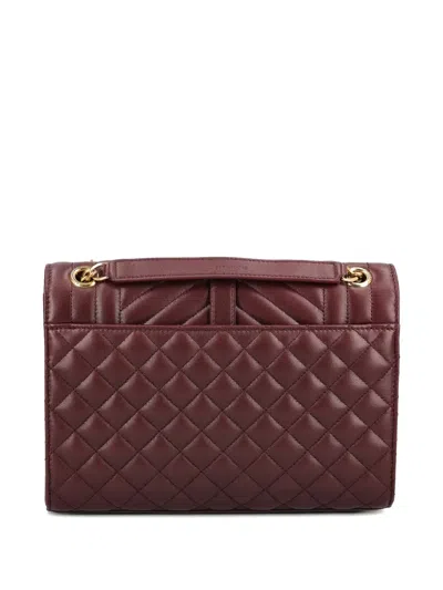 Saint Laurent Envelope Triquilt Medium Ysl Shoulder Bag In Smooth Quilted Leather In Red