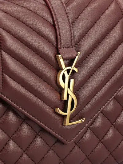 Saint Laurent Envelope Triquilt Medium Ysl Shoulder Bag In Smooth Quilted Leather In Red