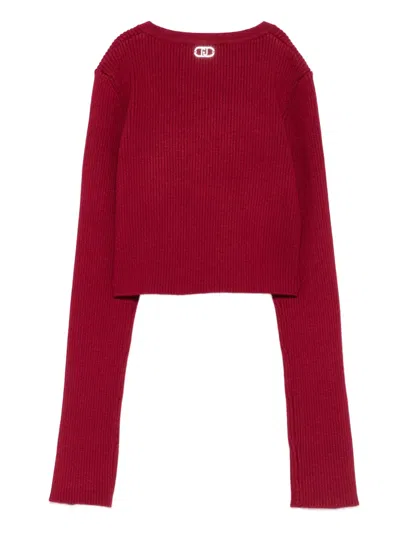 Liu •jo Ribbed Buttoned Cardigan In Red