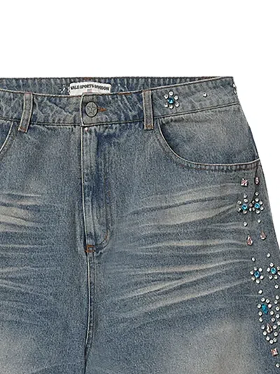 Vale Embellished Denim Shorts In Blue