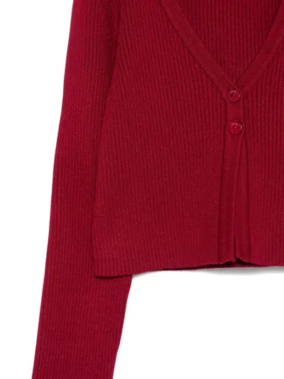Liu •jo Ribbed Buttoned Cardigan In Red
