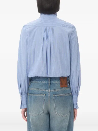 Valentino Light Blue Striped Shirt In Cotton