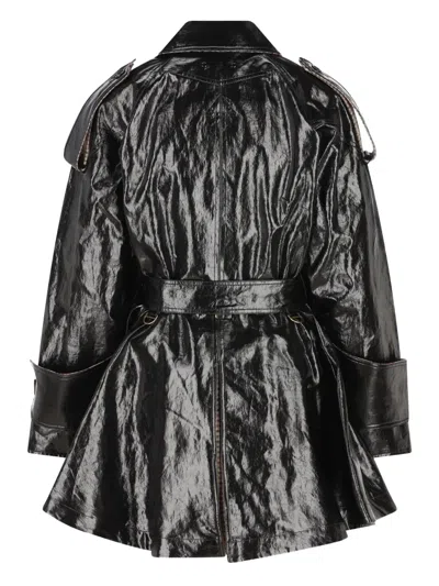 Chloé Belted Jacket In Shiny Coated Cotton In Black