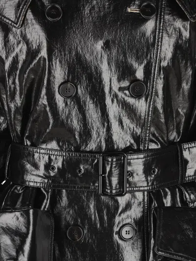 Chloé Belted Jacket In Shiny Coated Cotton In Black