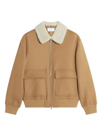 Maison Kitsuné Shearling-collar Pocket Jacket In Black