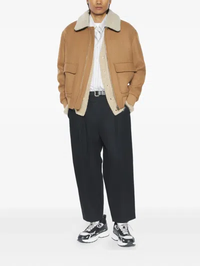 Maison Kitsuné Shearling-collar Pocket Jacket In Black