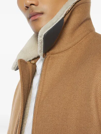 Maison Kitsuné Shearling-collar Pocket Jacket In Black