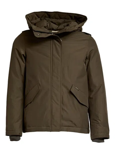 Woolrich Hooded Parka With Drawstring Waist And Pockets In Animal Print