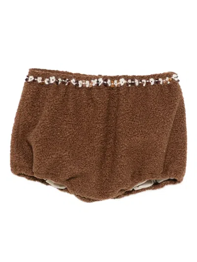 Alapage Beaded-embellished Shorts In Brown