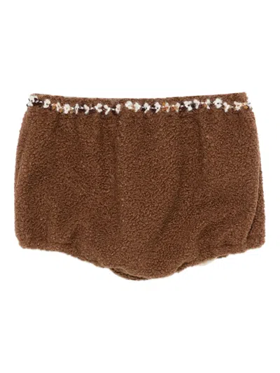 Alapage Beaded-embellished Shorts In Brown