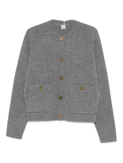 Totême Grey Cashmere Blend Knit Cardigan In Gray