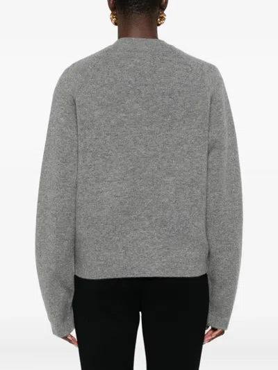 Totême Grey Cashmere Blend Knit Cardigan In Gray