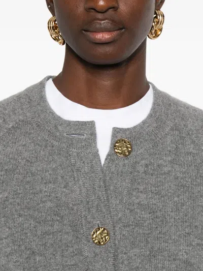 Totême Grey Cashmere Blend Knit Cardigan In Gray