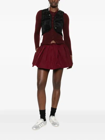 Cecilie Bahnsen Sheer Sleeveless Vest With Drawstring And Buttons In Black