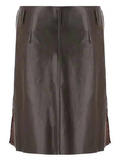Niccolò Pasqualetti Patchwork Suede Skirt Panel Belt Loops In Brown