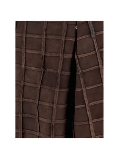 Niccolò Pasqualetti Patchwork Suede Skirt Panel Belt Loops In Brown