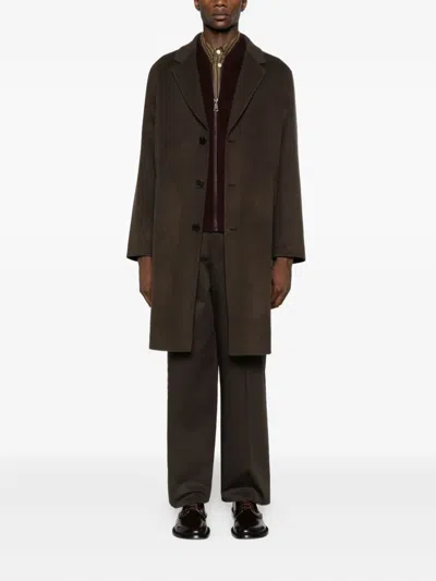 Amaranto Buttoned Single-breasted Coat In Brown