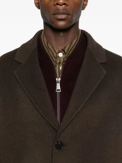 Amaranto Buttoned Single-breasted Coat In Brown