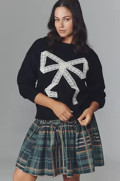 Eloquii Plus Lace Appliqué Top In Black