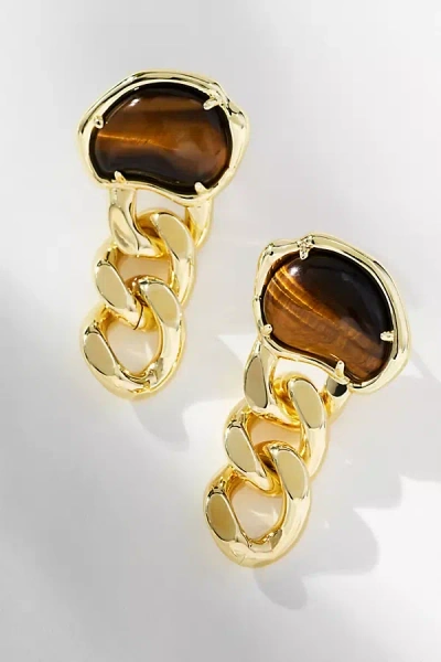 F+h Studios Bean Statement Chain Earrings In Gold