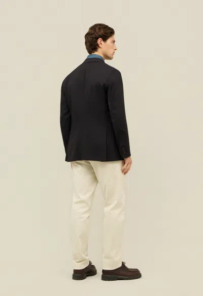 Boglioli Stretch Wool Herringbone Double-breasted K-jacket In Black