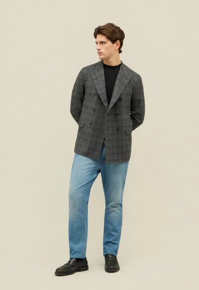 Boglioli Double-breasted Wool Blend Jacket In Multi