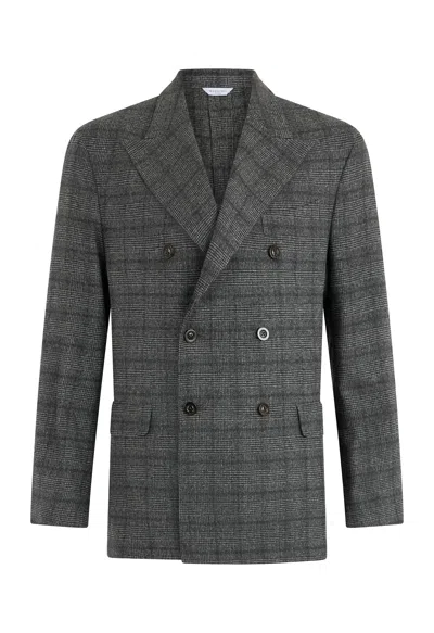 Boglioli Double-breasted Wool Blend Jacket In Multi